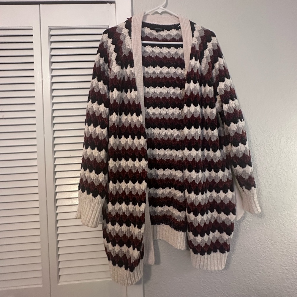 mittoshop Chevron Pattern Cardigan - Cream, Brown, Black